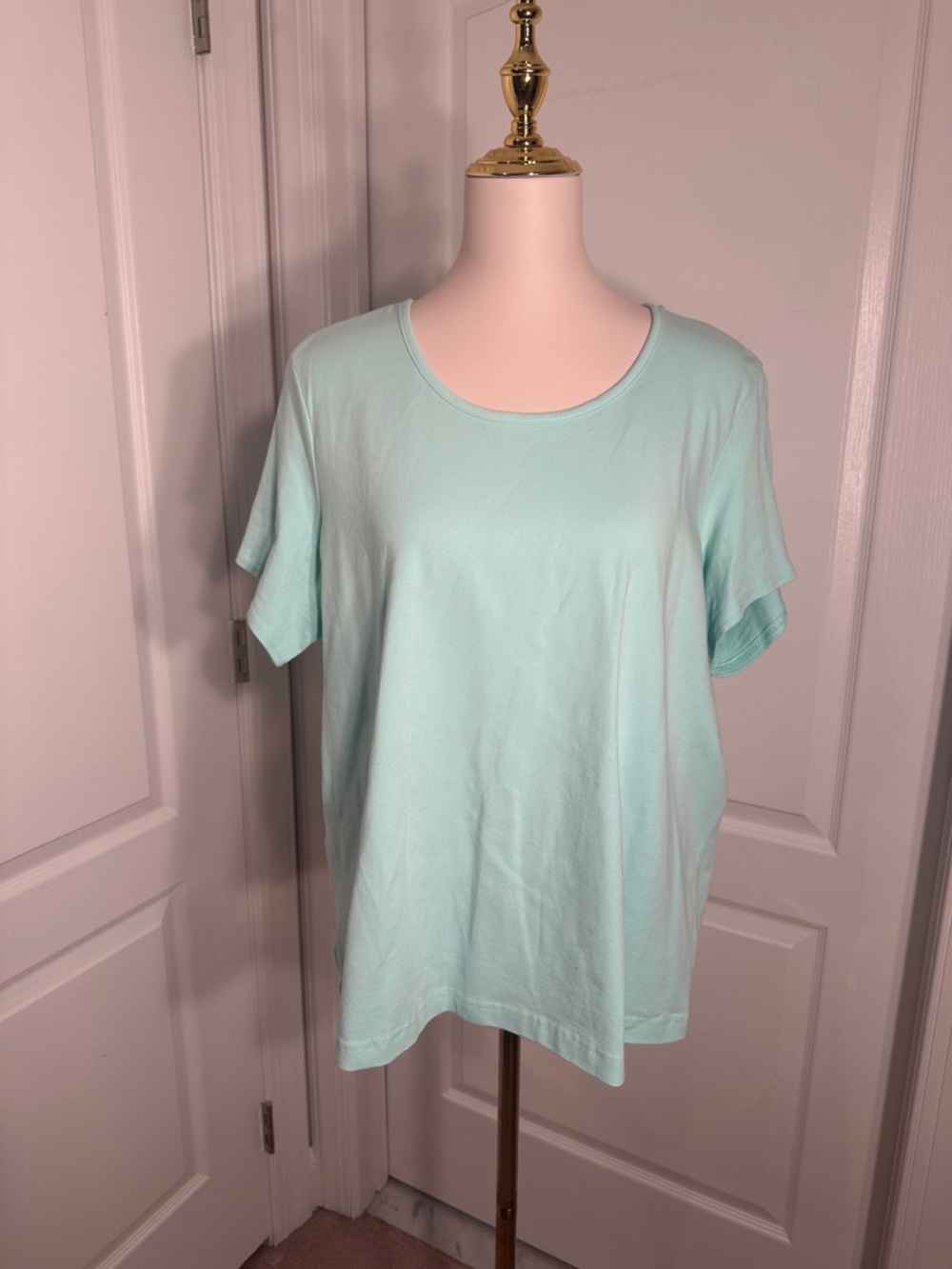 Denim & Co Classic Women's Scoop Neck Tee - Mint. Sz 1X